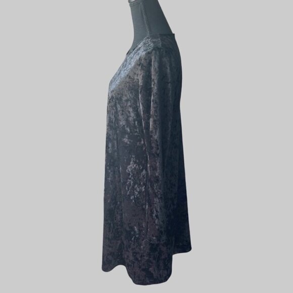 TAHARI Black Crushed Velvet Long Sleeve Dress Made in Canada - Picture 2 of 13